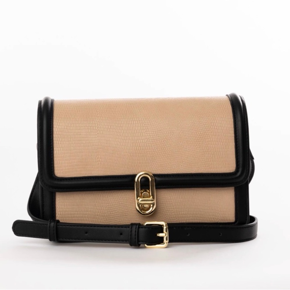 Jules Kae Elegant Black and Tan Women's Crossbody Bag